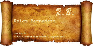 Raics Bernadett névjegykártya